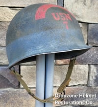 Image 1 of WWII M-1 Helmet. U.S. Navy Beach Battalion. D-Day Normandy. 