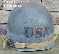 Image 6 of WWII M-1 Helmet. U.S. Navy Beach Battalion. D-Day Normandy. 