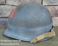 Image 4 of WWII M-1 Helmet. U.S. Navy Beach Battalion. D-Day Normandy. 