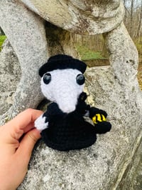 Image 2 of Paula the Plague Doctor- Handmade Crochet Plague Doctor Plushie – Gothic Home Decor