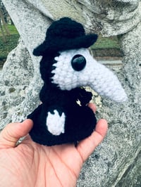 Image 3 of Paula the Plague Doctor- Handmade Crochet Plague Doctor Plushie – Gothic Home Decor