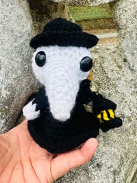 Image 1 of Paula the Plague Doctor- Handmade Crochet Plague Doctor Plushie – Gothic Home Decor