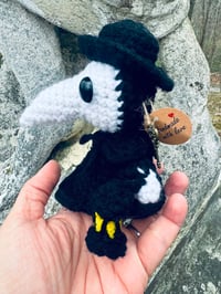 Image 4 of Paula the Plague Doctor- Handmade Crochet Plague Doctor Plushie – Gothic Home Decor
