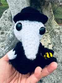 Image 5 of Paula the Plague Doctor- Handmade Crochet Plague Doctor Plushie – Gothic Home Decor