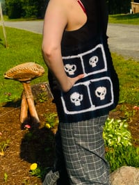 Image 4 of Handmade lined Crochet Skull Granny Square Tote Bag