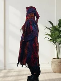 Image 13 of Hooded Festival Paisley Wizard Fringe Cloak - Pink/Purple/Blue