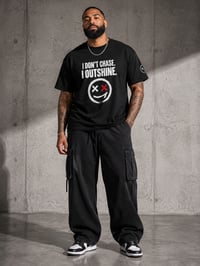 Image 1 of I Don't Chase I Outshine Tee — Smiley Face Graphic Cotton T-Shirt