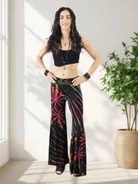 Image 9 of Tie Dye Bell Bottom Pants – High Waist Split Hem Flare - Pink Rainbow - 27
