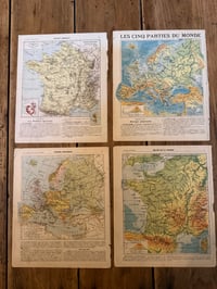 Image 1 of Gravures anciennes cartes de France et du monde - Objet brocante 