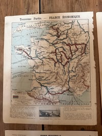 Image 7 of Gravures anciennes cartes de France et du monde - Objet brocante 