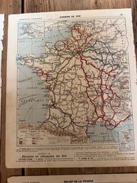 Image 5 of Gravures anciennes cartes de France et du monde - Objet brocante 