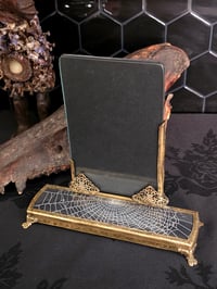 Image 1 of Vintage Vanity ornate filigree brass photo/picture frame with preserved web -A