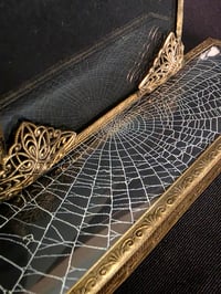 Image 4 of Vintage Vanity ornate filigree brass photo/picture frame with preserved web -A