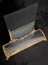 Image 3 of Vintage Vanity ornate filigree brass photo/picture frame with preserved web -B