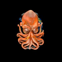 Image 1 of Coral Orange Cthulhu - Flameworked Glass Sculpture