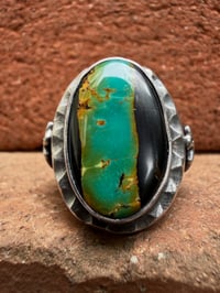 Image 2 of Copy of WL&A Handmade Heavy Sterling Black Jack Dark Green Ribbon Thunderbird Oval Sign...