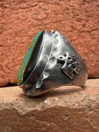 Image 5 of Copy of WL&A Handmade Heavy Sterling Black Jack Dark Green Ribbon Thunderbird Oval Sign...