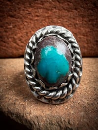 Image 3 of WL&A Handmade High Grade Bisbee Turquoise Sterling Oval Signet Ring - Size 11