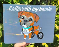 Image 2 of Kawaii Style Boxer in Wheelchair Wood Sign-