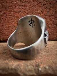 Image 3 of WL&A Heavy Old Style Sterling Silver Whirling Log x Thunderbird Signet - Size 13