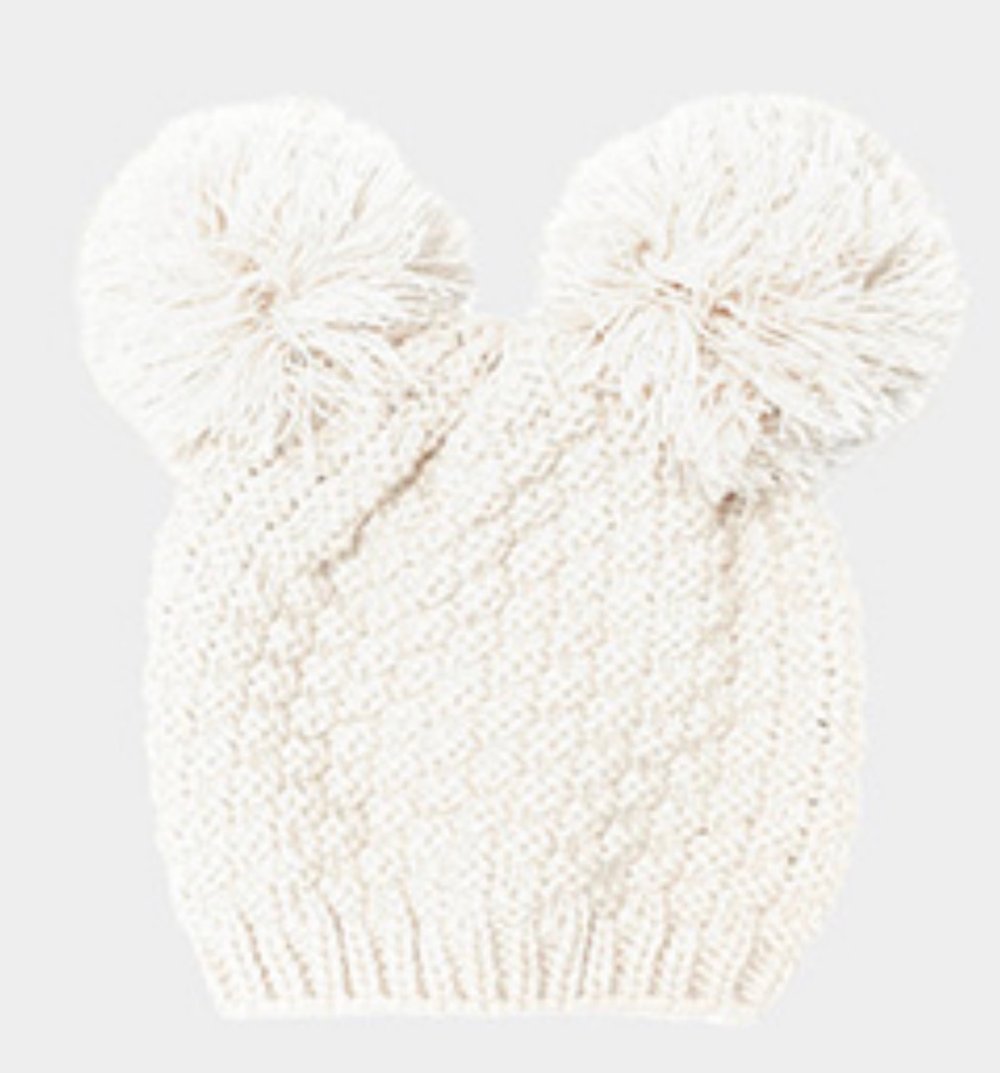 Image of YELLOW POM POM BEANIE HAT