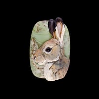 Image 1 of XL. Alert Cottontail Rabbit - Flamework Glass Sculpture Bead