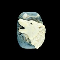 Image 1 of  XL. Howling Arctic Wolf - Flamework Glass Sculpture Bead 