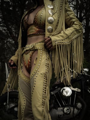 Image of Toxic Vision Spiritchaser cream fringe jacket