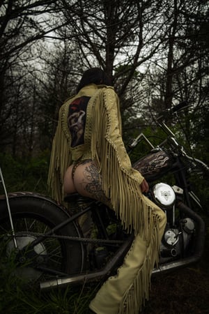 Image of Toxic Vision Spiritchaser cream fringe jacket