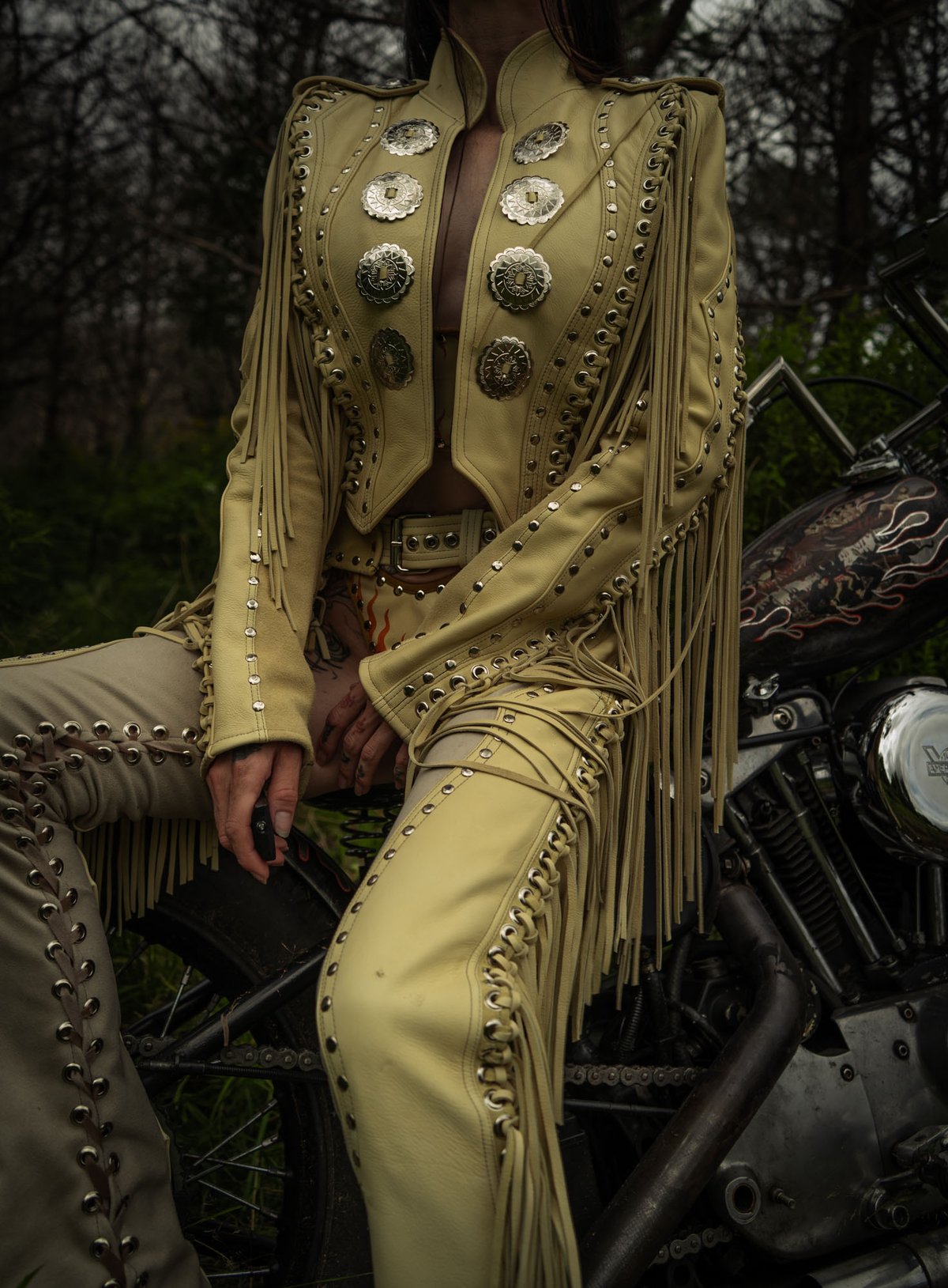 Image of Toxic Vision Spiritchaser cream fringe jacket