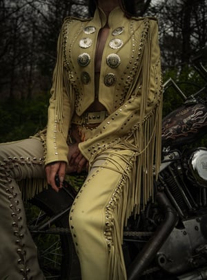 Image of Toxic Vision Spiritchaser cream fringe jacket