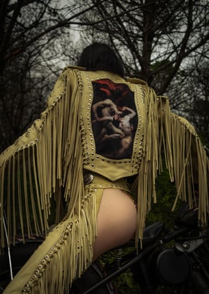 Image of Toxic Vision Spiritchaser cream fringe jacket