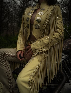Image of Toxic Vision Spiritchaser cream fringe jacket
