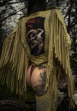 Image of Toxic Vision Spiritchaser cream fringe jacket