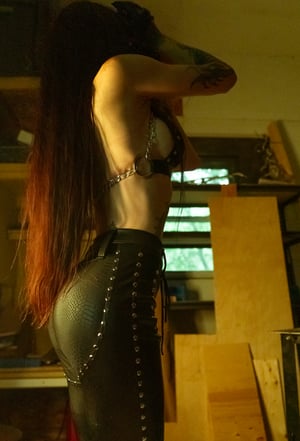 Image of Toxic Vision Woke up and Chose Violence black cigarette pants
