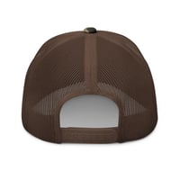 Image 2 of Gothic Arch Trucker Hat (Camo/Brown)