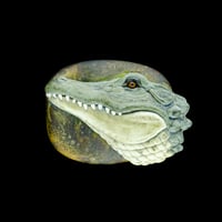 Image 1 of XL. Happy Croc-o-gator - Flamework Glass Sculpture Bead