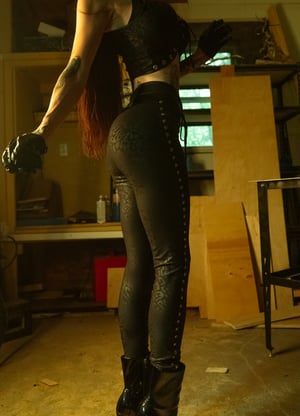 Image of Toxic Vision Woke up and Chose Violence black leopard cigarette pants
