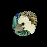 Image 1 of XL. Mischeivious Pygmy Hedgehog - Flamework Glass Sculpture Bead 