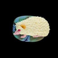 Image 1 of XL. Albino African Pygmy Hedgehog - Flamework Glass Sculpture Bead