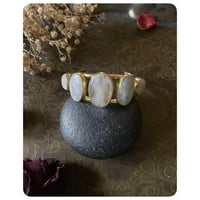 Image 2 of Five Stack Large Moonstone Cuff Bracelet