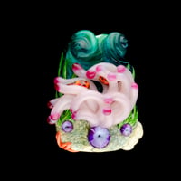Image 1 of XXL. Thistledown Anemone with Clownfish Coral Reef - Glass Sculpture Bead