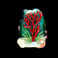 Image 2 of XXL. Thistledown Anemone with Clownfish Coral Reef - Glass Sculpture Bead