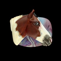 Image 1 of XL. Apache - Pinto Horse - Lampwork Glass Sculpture Pendant Bead