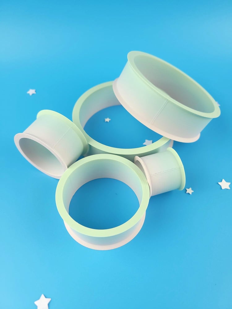 Image of Set of 2 Fursuit Ear Tunnels, Pastel Matte Rainbow Costume Earrings