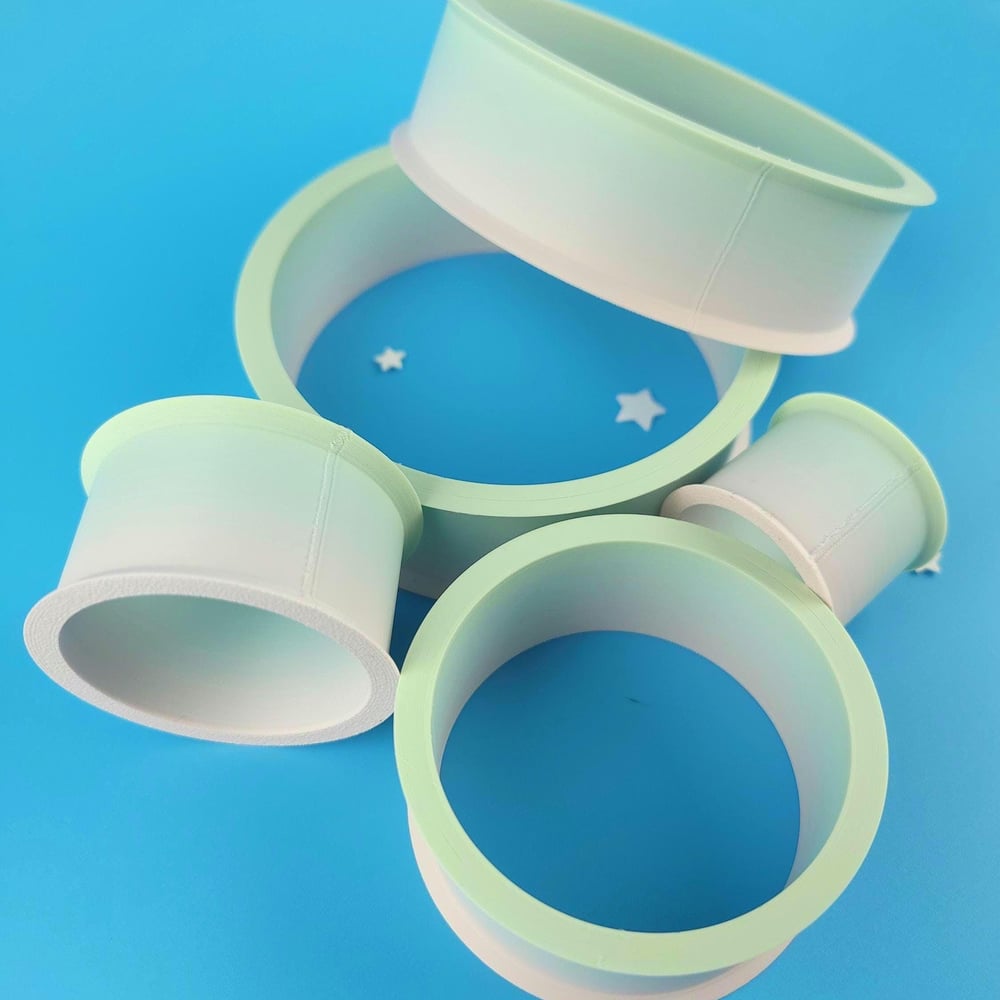 Image of Set of 2 Fursuit Ear Tunnels, Pastel Matte Rainbow Costume Earrings