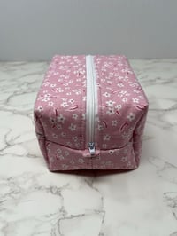 Image 4 of Handmade Pink and White Floral Boxy Pouch