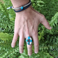 Image 7 of Vintage 'Mary Livingston' Southwest Silver Inlay Ring, c. 1970s