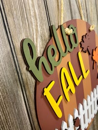 Image 4 of Hello Fall Indoor Sign – 15 Inch Round Farmhouse Décor