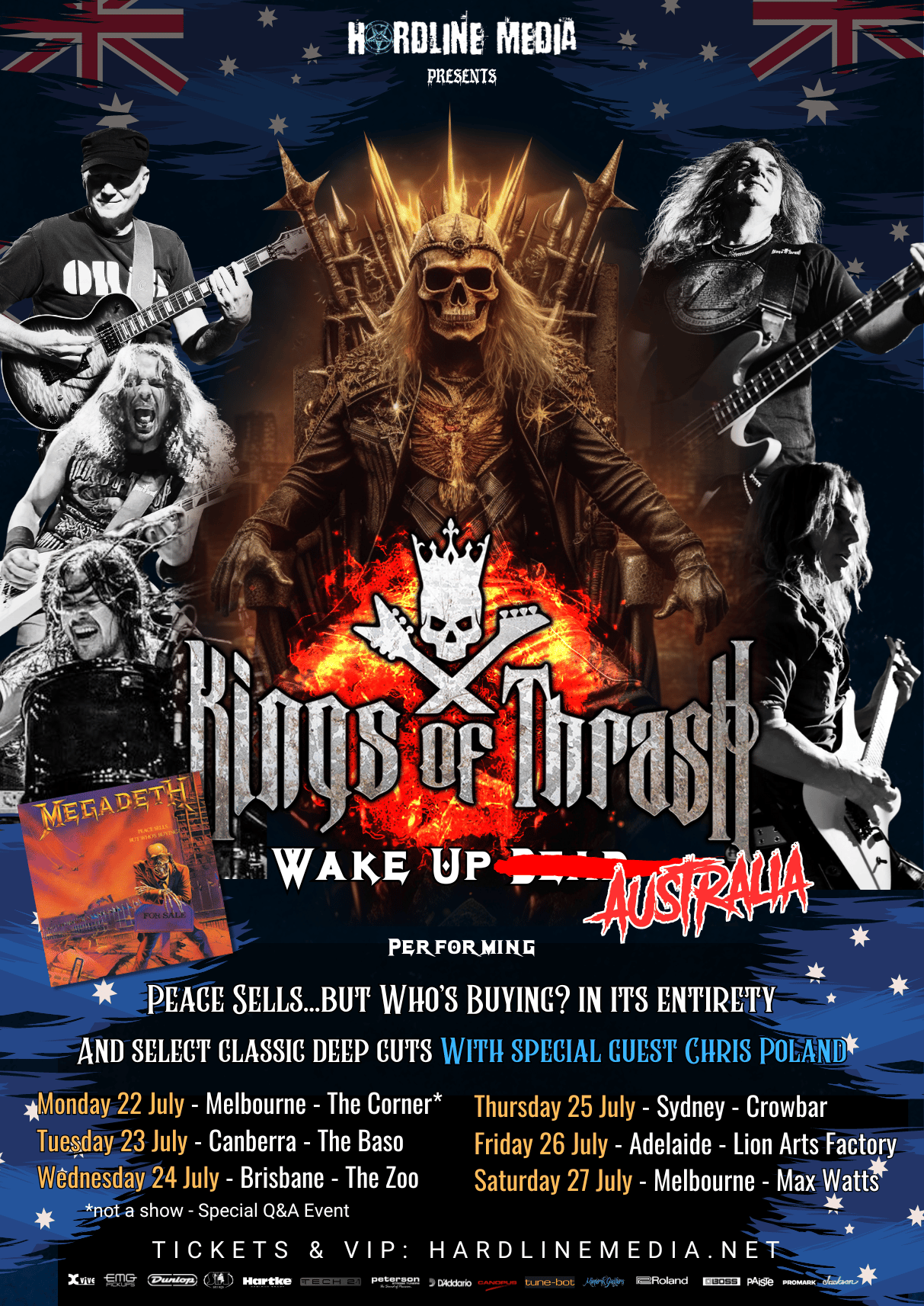 Image of KINGS OF THRASH - Australian 2024 Tour Poster - A3 SIZE -  ONLY 1 LEFT - MEGADETH